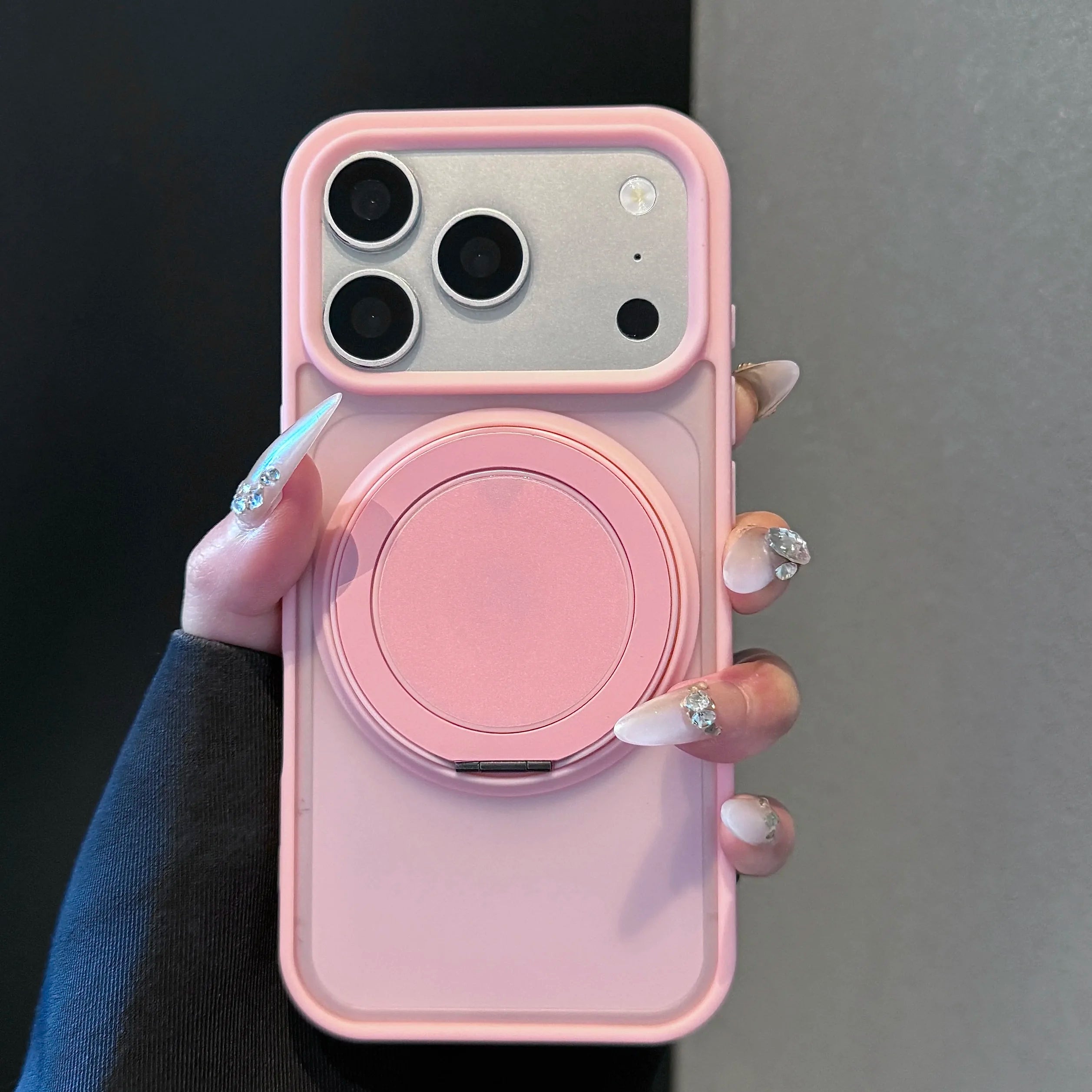360 Rotating Bracket Magnetic Case For iPhone Air 17 16 15 14 13 12 11 Pro Max Plus For Magsafe Wireless Charge Frosted PC Cover