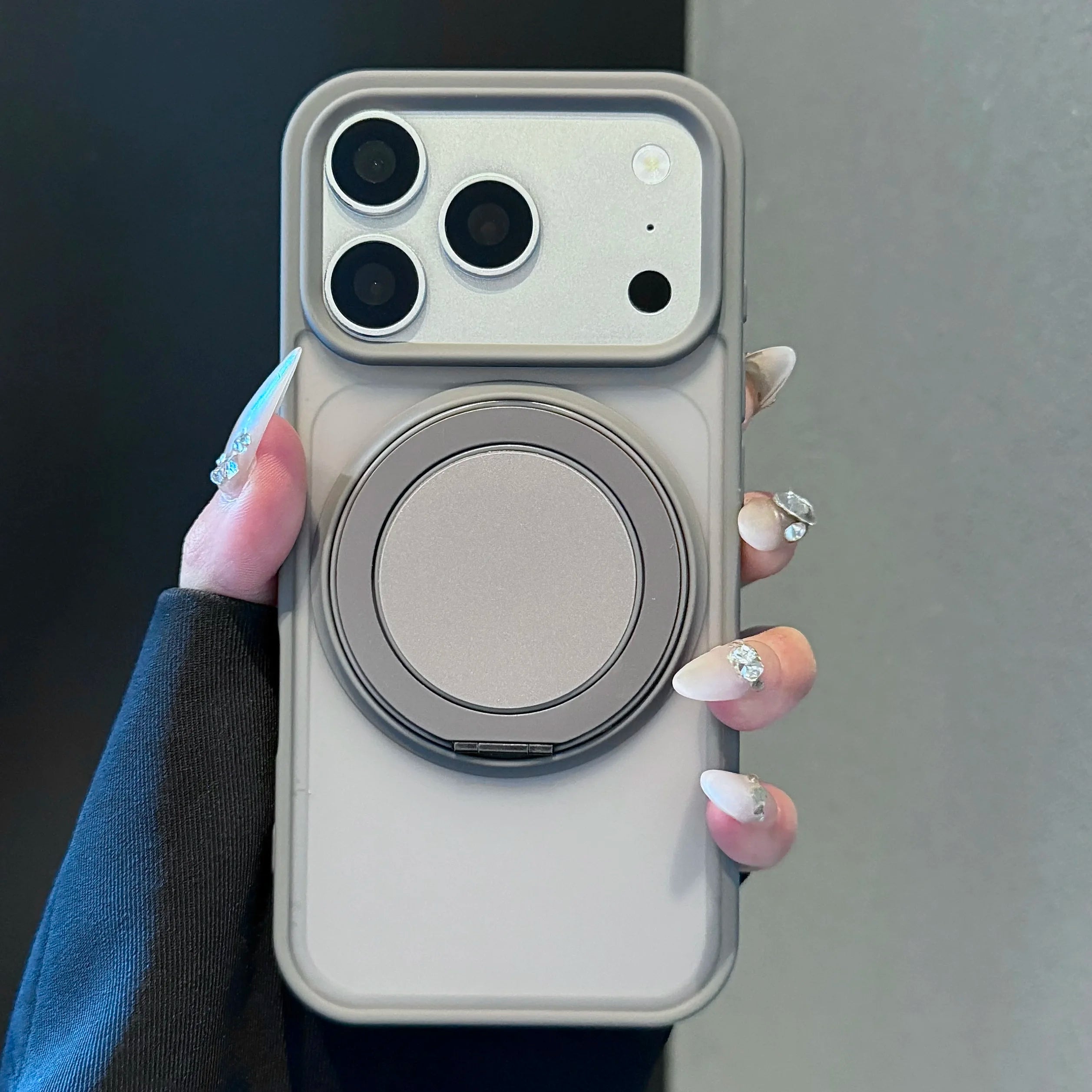 360 Rotating Bracket Magnetic Case For iPhone Air 17 16 15 14 13 12 11 Pro Max Plus For Magsafe Wireless Charge Frosted PC Cover