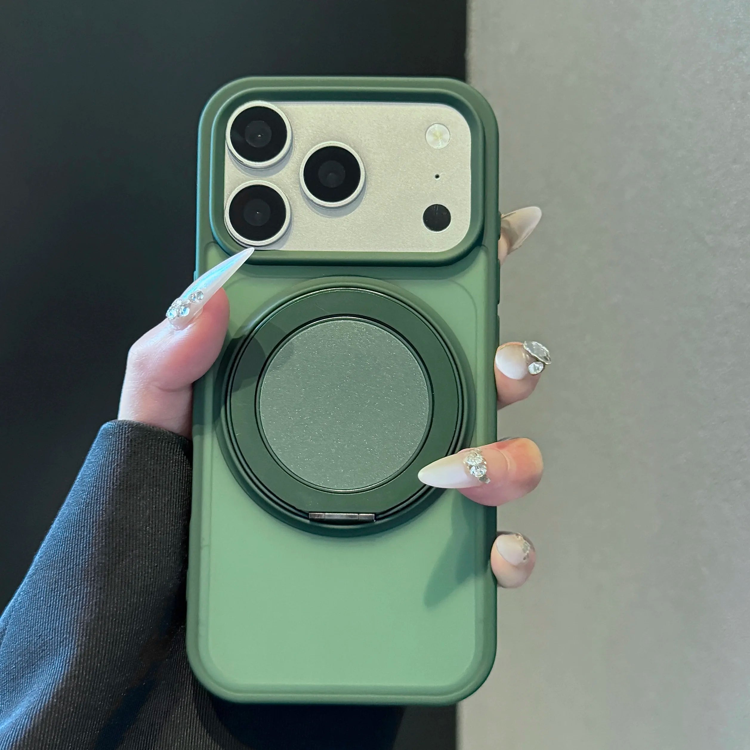 360 Rotating Bracket Magnetic Case For iPhone Air 17 16 15 14 13 12 11 Pro Max Plus For Magsafe Wireless Charge Frosted PC Cover