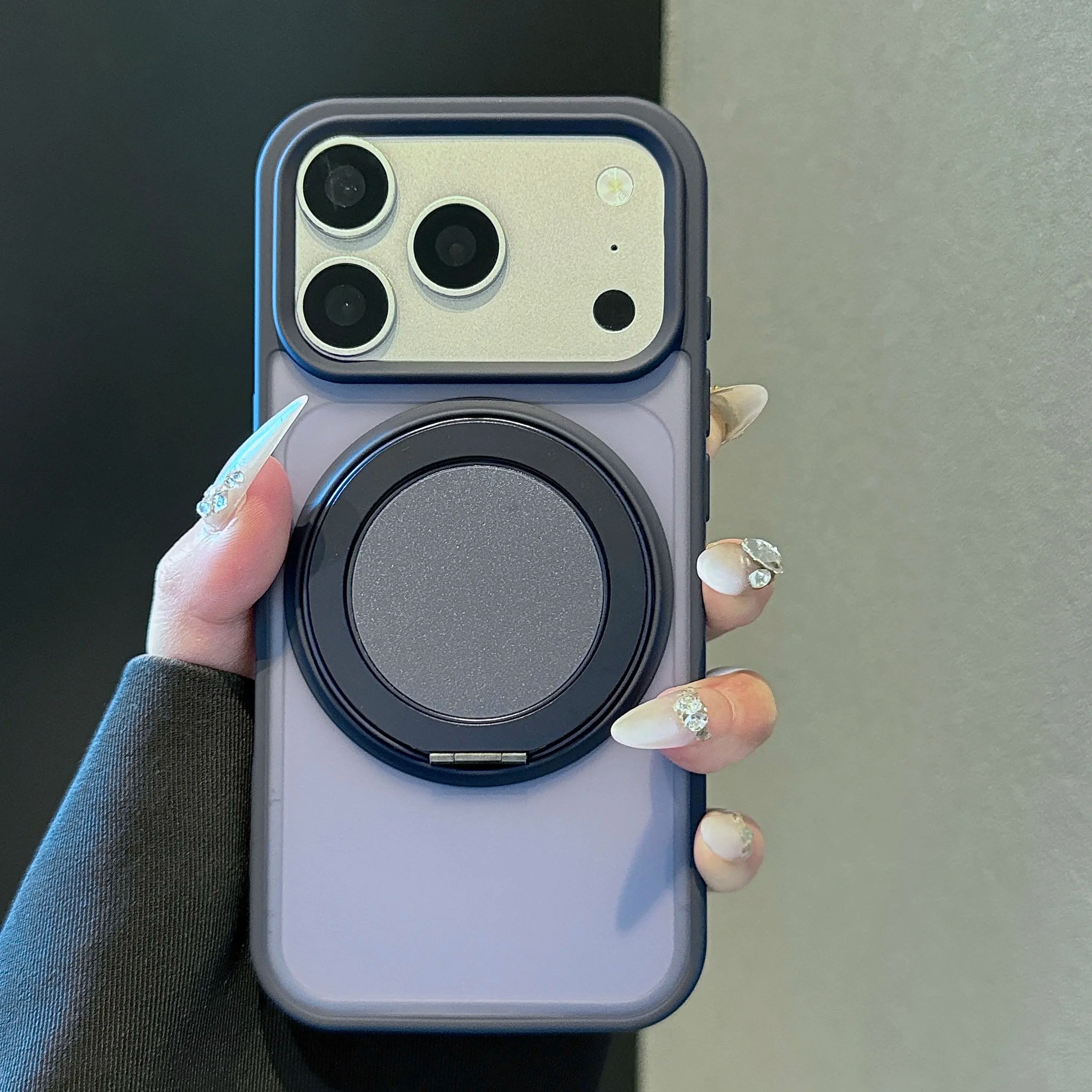 360 Rotating Bracket Magnetic Case For iPhone Air 17 16 15 14 13 12 11 Pro Max Plus For Magsafe Wireless Charge Frosted PC Cover