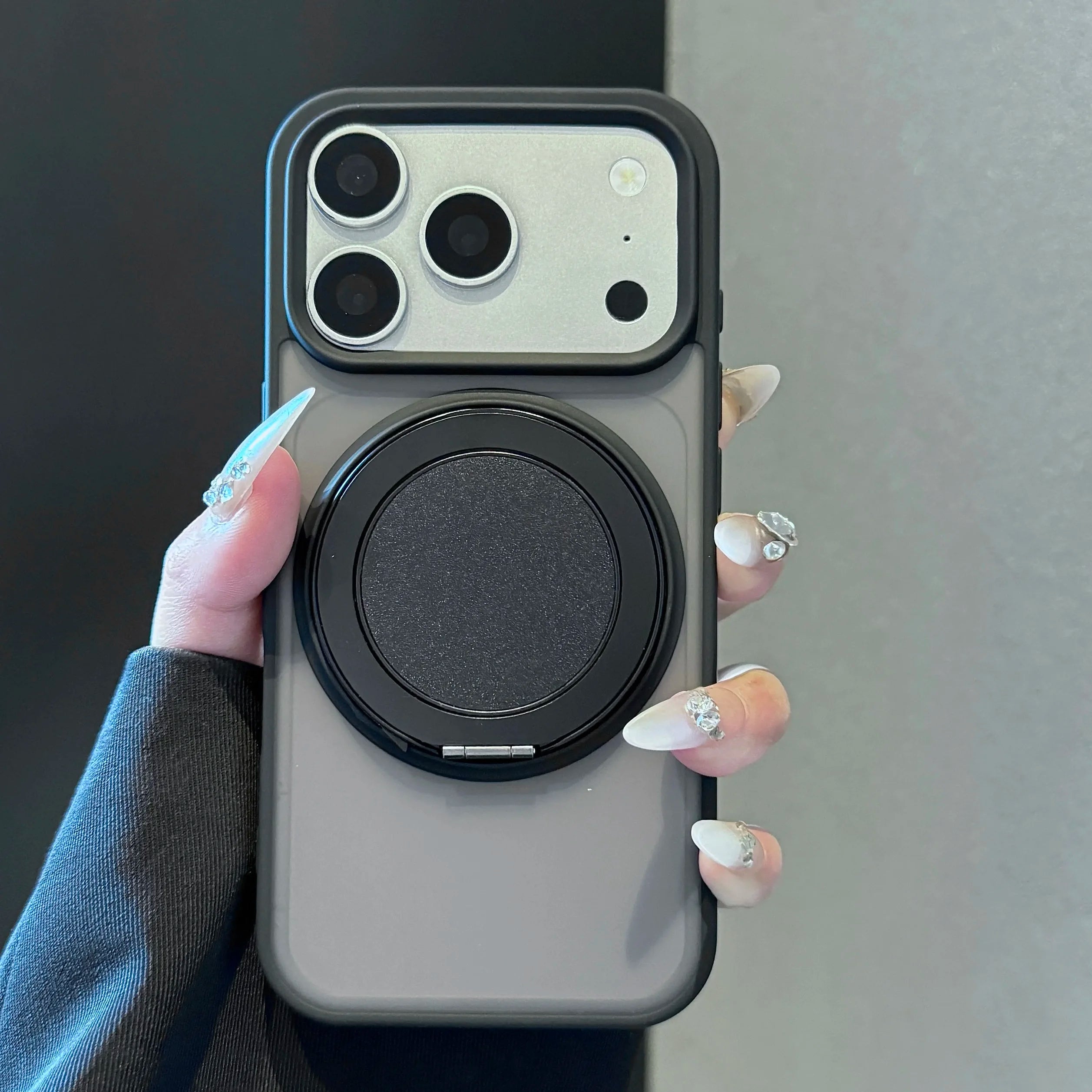 360 Rotating Bracket Magnetic Case For iPhone Air 17 16 15 14 13 12 11 Pro Max Plus For Magsafe Wireless Charge Frosted PC Cover