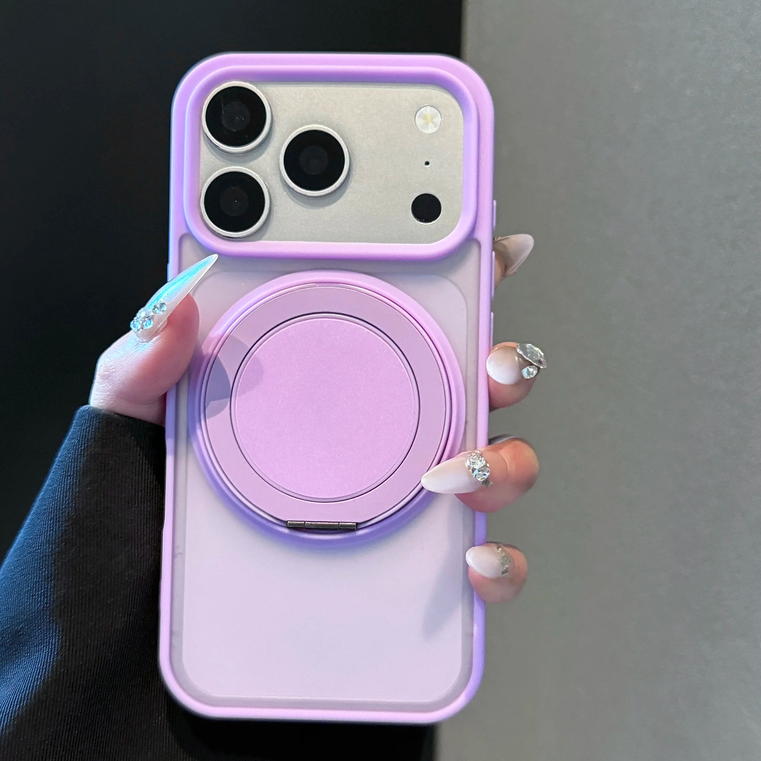 360 Rotating Bracket Magnetic Case For iPhone Air 17 16 15 14 13 12 11 Pro Max Plus For Magsafe Wireless Charge Frosted PC Cover