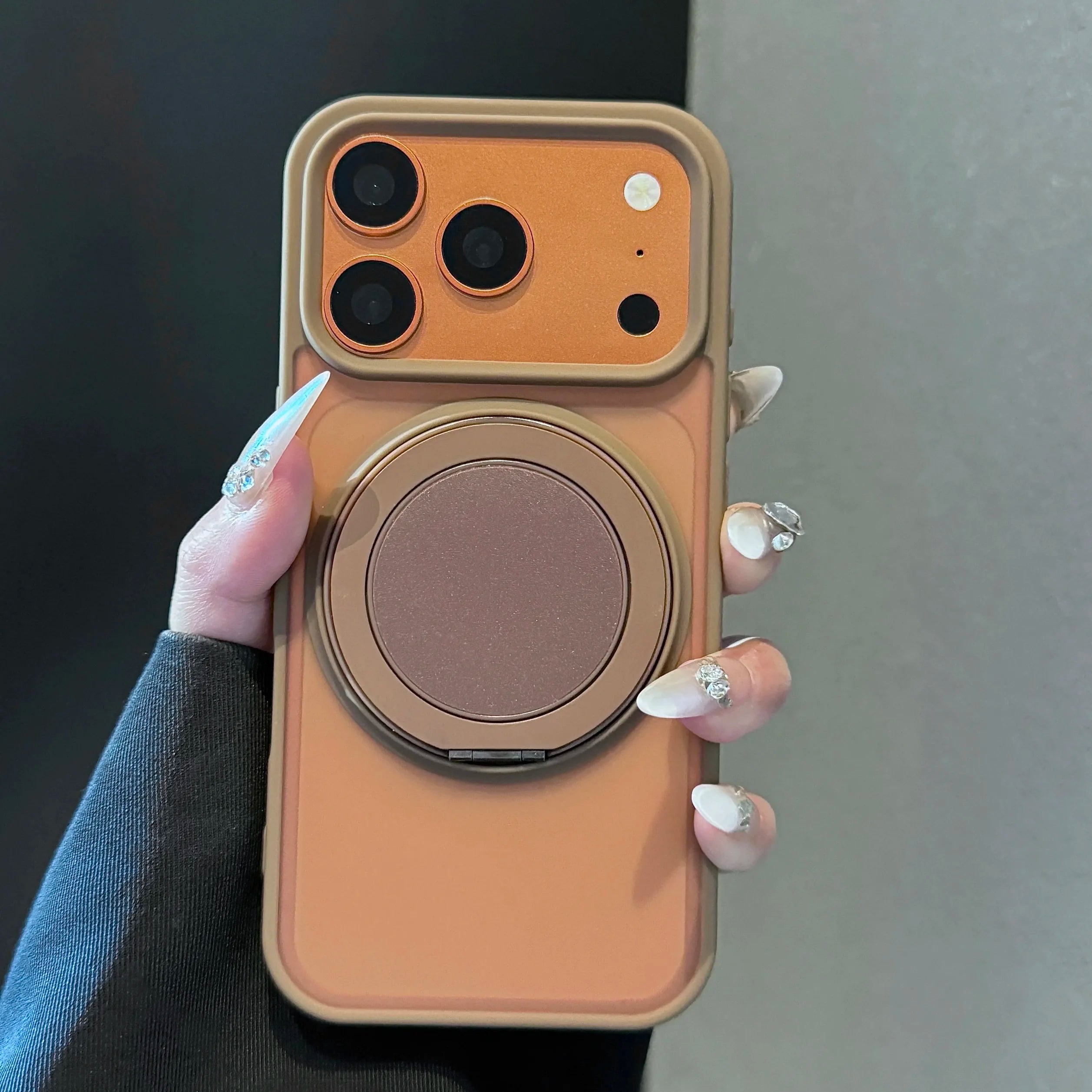 360 Rotating Bracket Magnetic Case For iPhone Air 17 16 15 14 13 12 11 Pro Max Plus For Magsafe Wireless Charge Frosted PC Cover